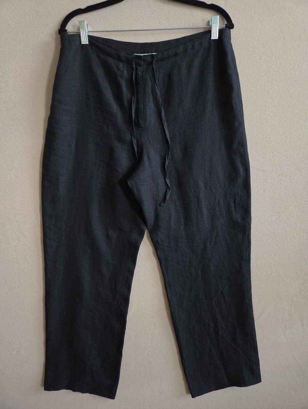 Brooks Brothers Pants Women's Size 10 Black Irish Linen Trousers Draw String